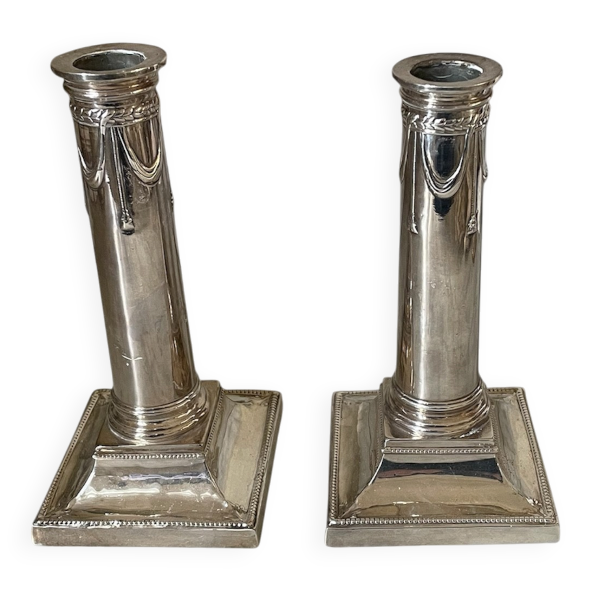 pair of Victorian style silver-plated candlesticks