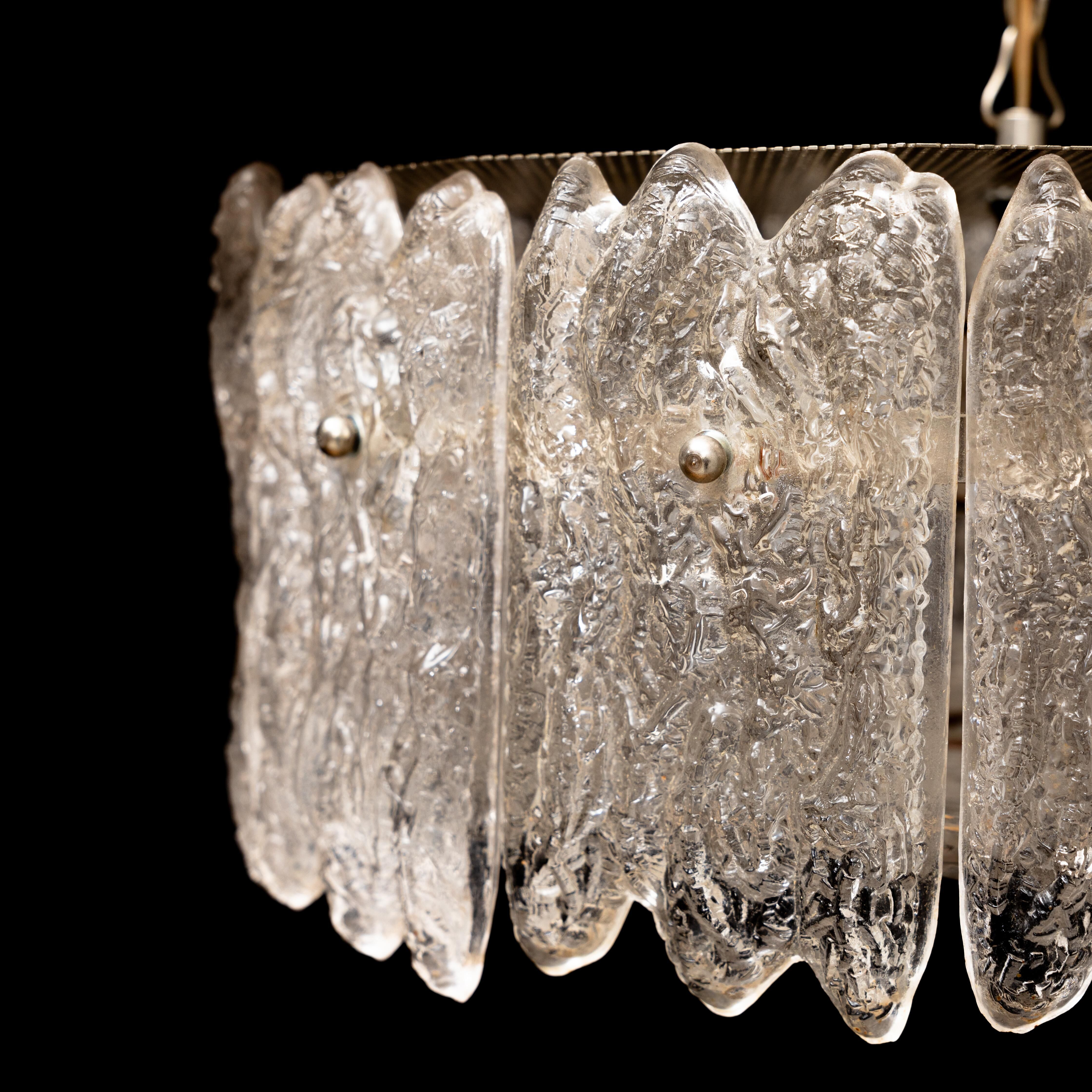 Carl Fagerlund Crystal Pendant Sculpted in Ice For Orrefors, Sweden 1960