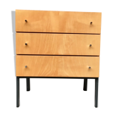 Commode vintage bois clair pieds métal 1950 1960