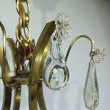 4-light bronze and crystal chandelier