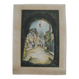 Watercolor drawing signed by Barday