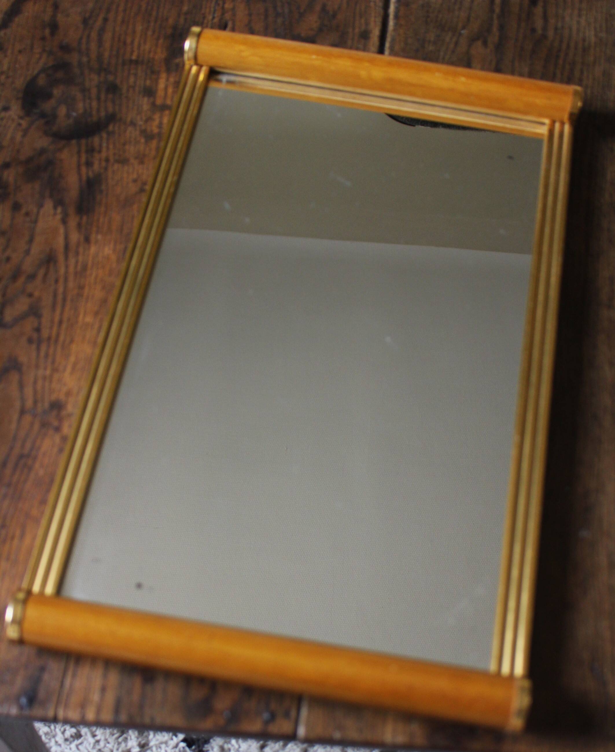 Large rectangular wooden mirror tray with vintage gilding