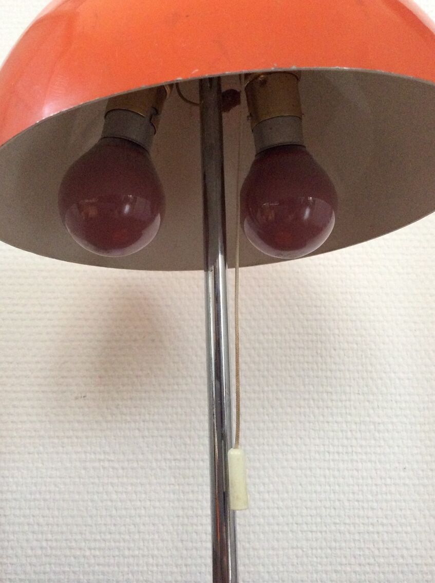 lampe de table forme champignon en opaline orange vintage années 1960