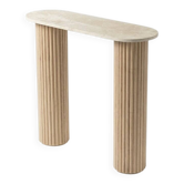 Console travertin et bois | chêne brut