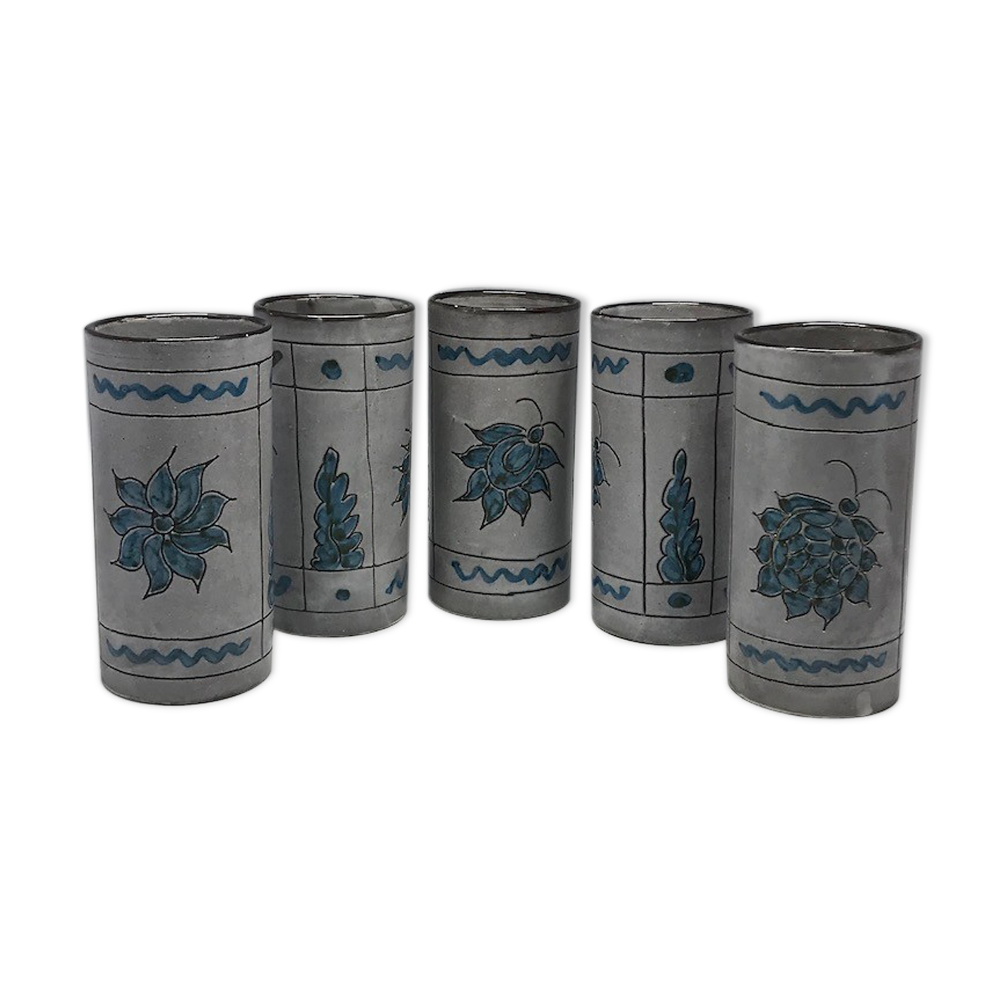 Set of 5 roll vases Alain Maunier Vallauris