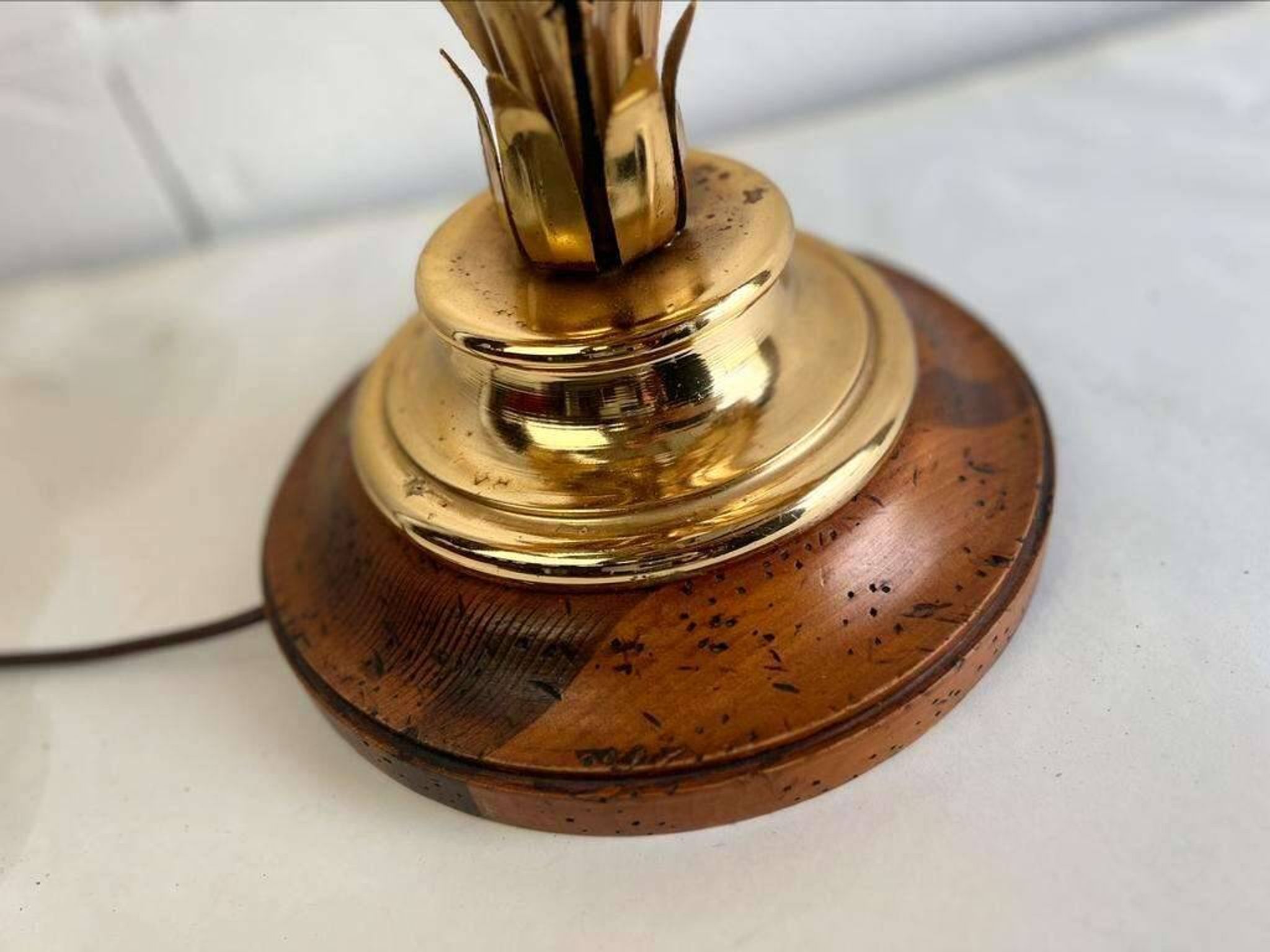 LAMPE DE TABLE HAUTE VINTAGE AVEC PALMIERS "DORÉS", STYLE HANS KÖGL