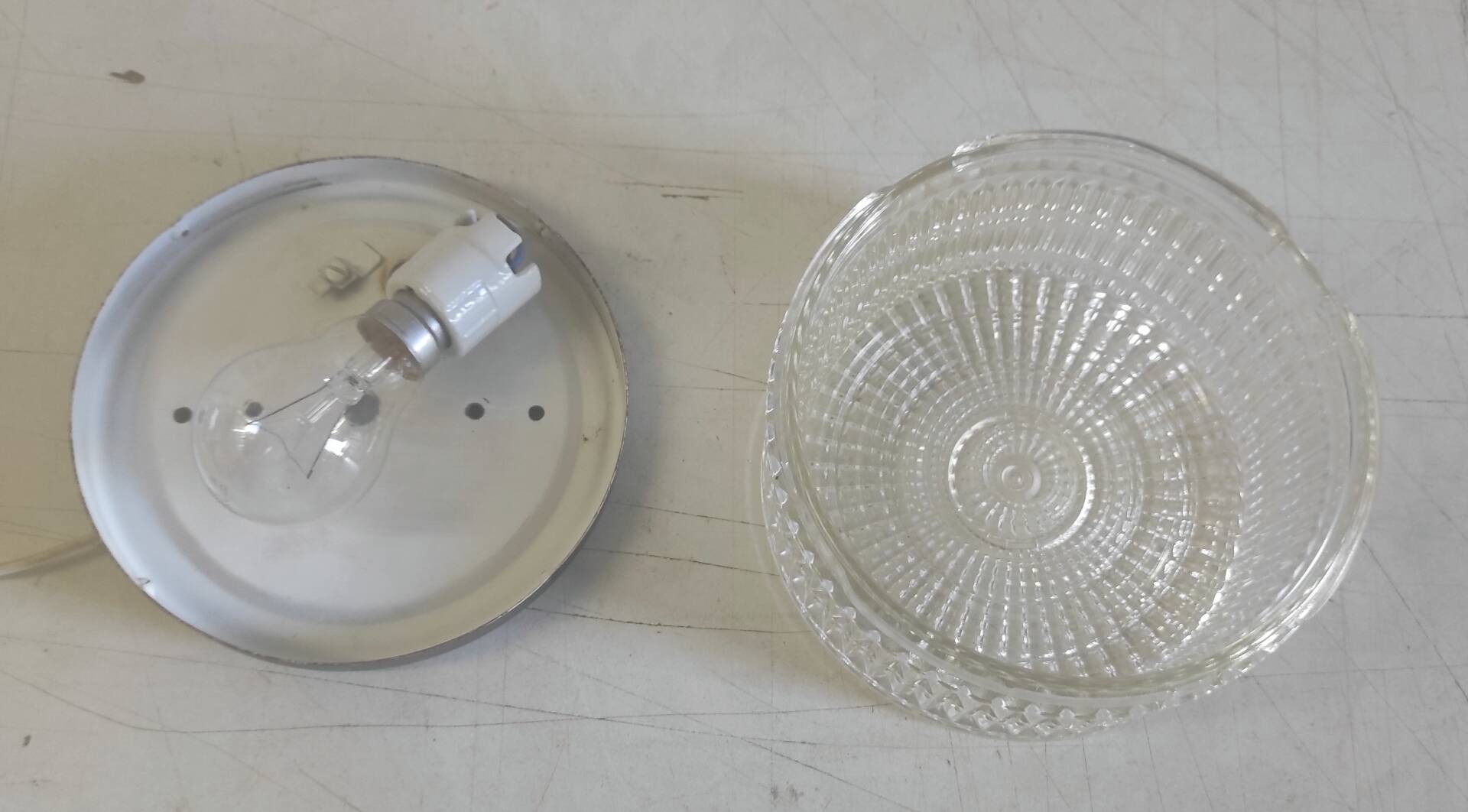 Ceiling light or wall sconce in prismatic glass - mid 20th century.