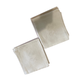 Lot de très grande serviette monograme ML