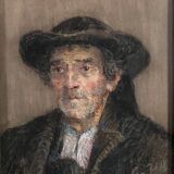Pastel representing a Breton by G. Rio 1920 limed frame