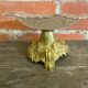 Antique art nouveau fruit bowl moulded glass + golden metal pedestal