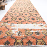 Geometric pattern turkish runner rug 350x85cm