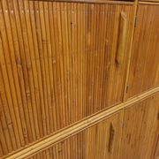 Vintage rattan and light wood storage unit from the 60s