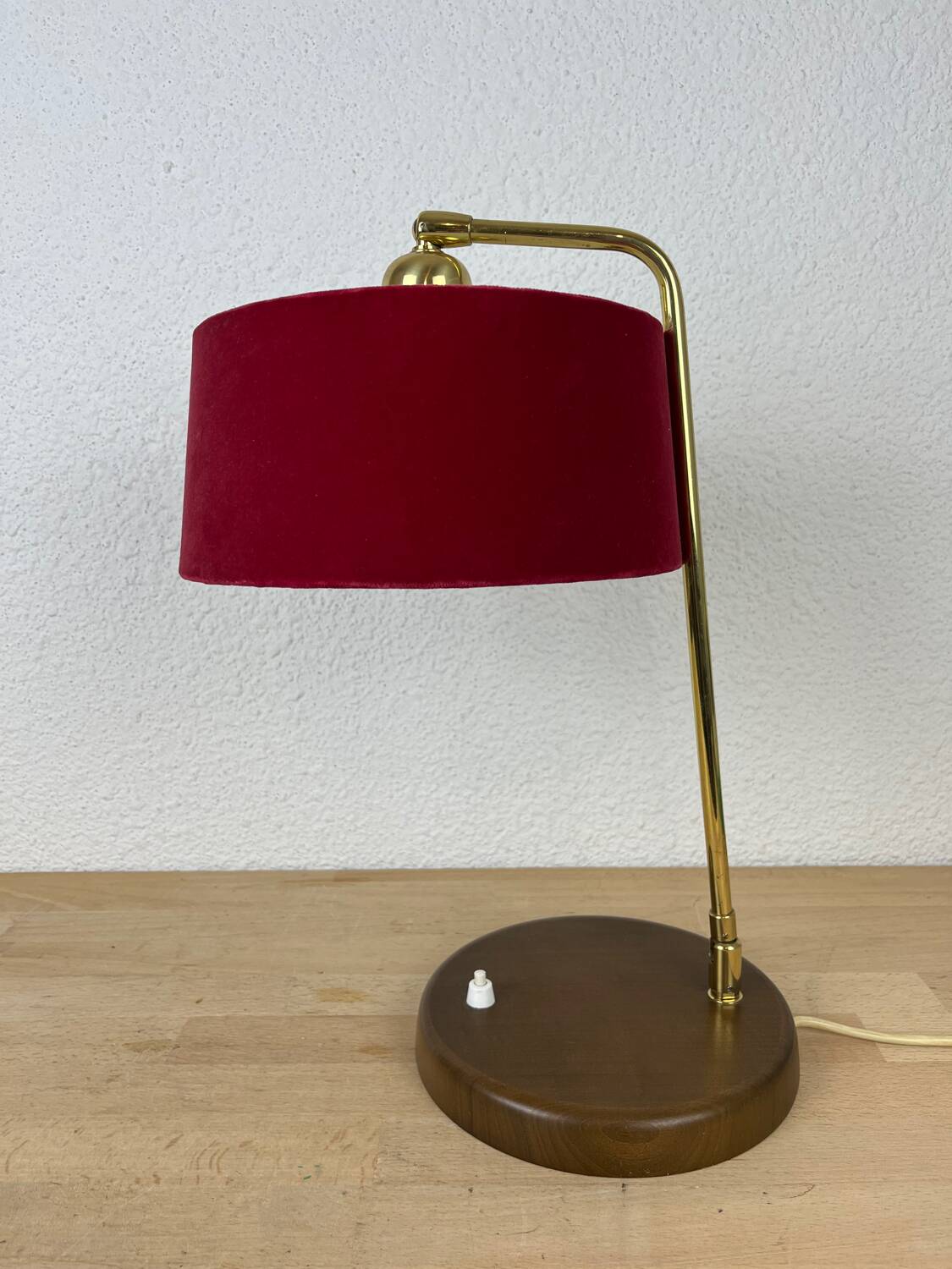 Vintage wood and brass lamp, 1950s
