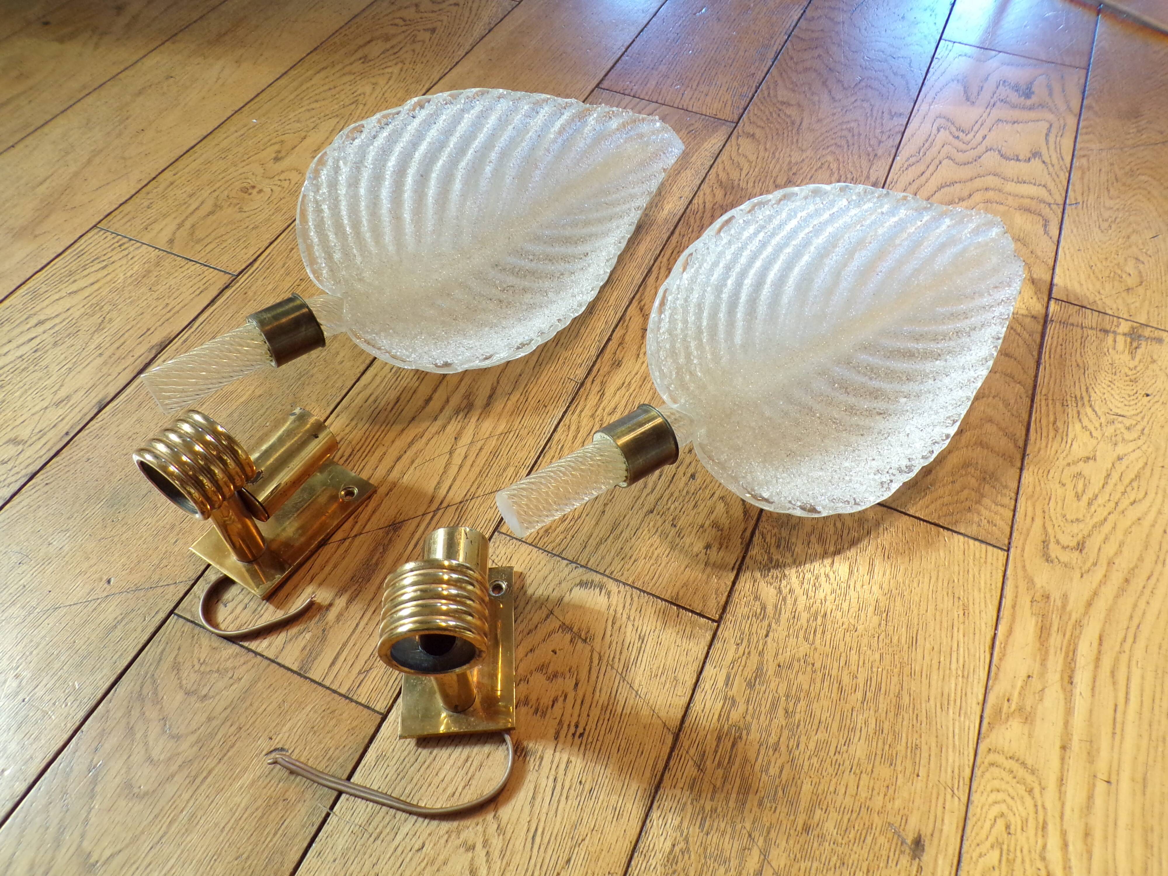 Pair of leaf wall lights Barovier & Toso