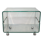 Table basse en verre sur roulettes