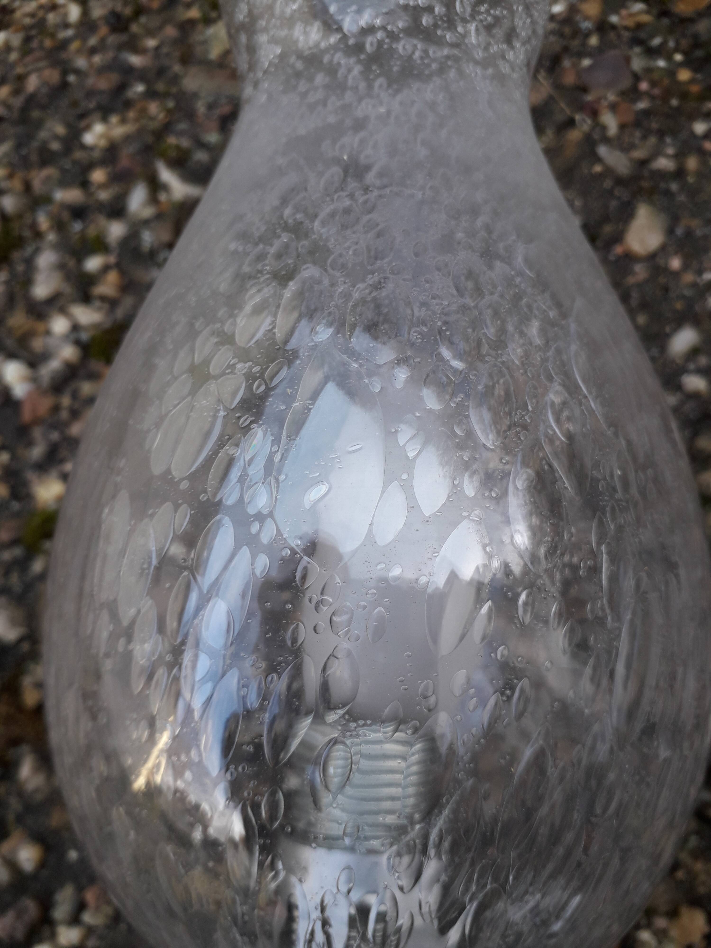 Pair of chrome and bubbled glass wall lights