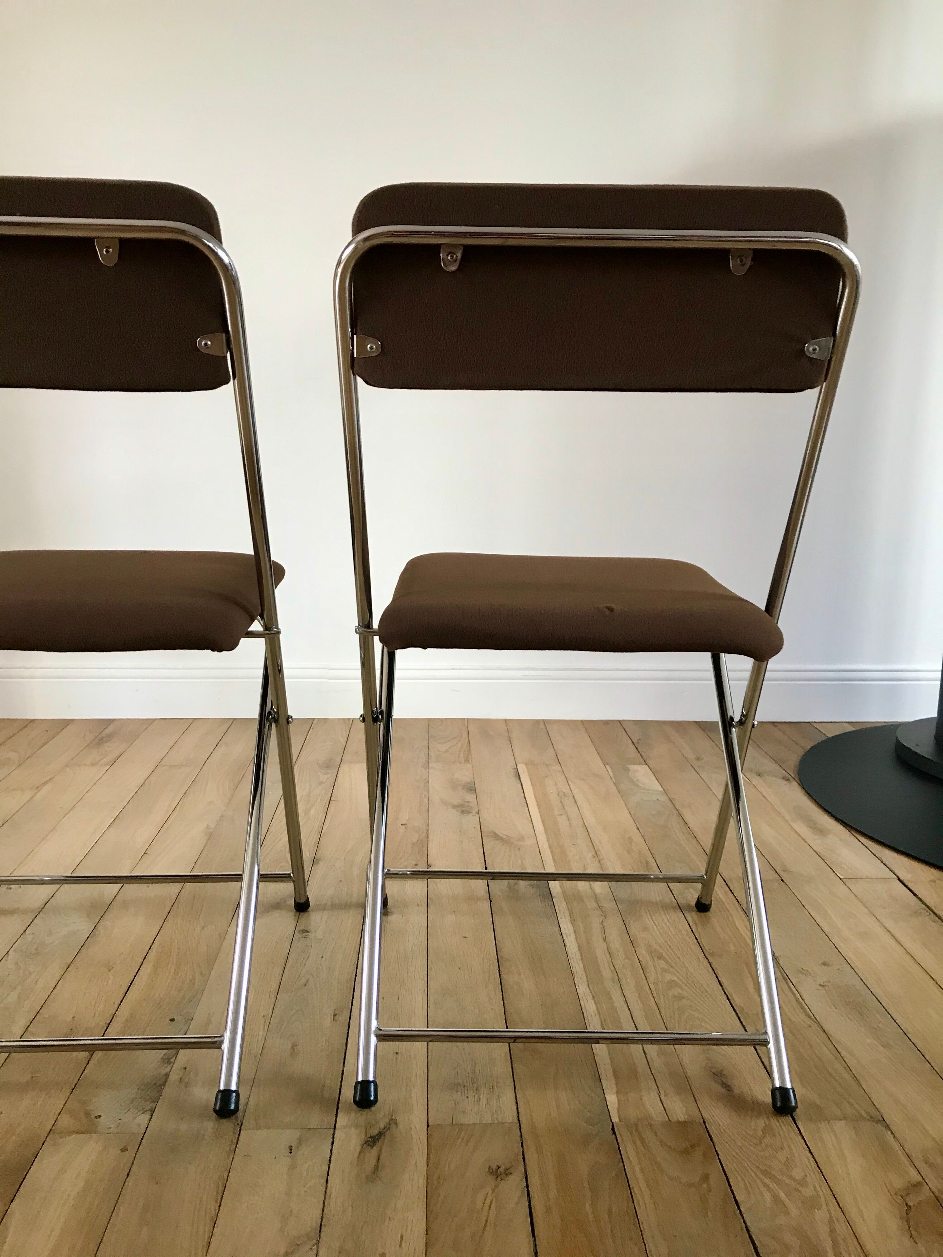 Pair of folding chairs eyrel made in france 1970s
