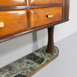 60s italian sidebaoard walnut teak and marble by vittorio dassi