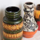Vase allemand fat lava et orange émaillé