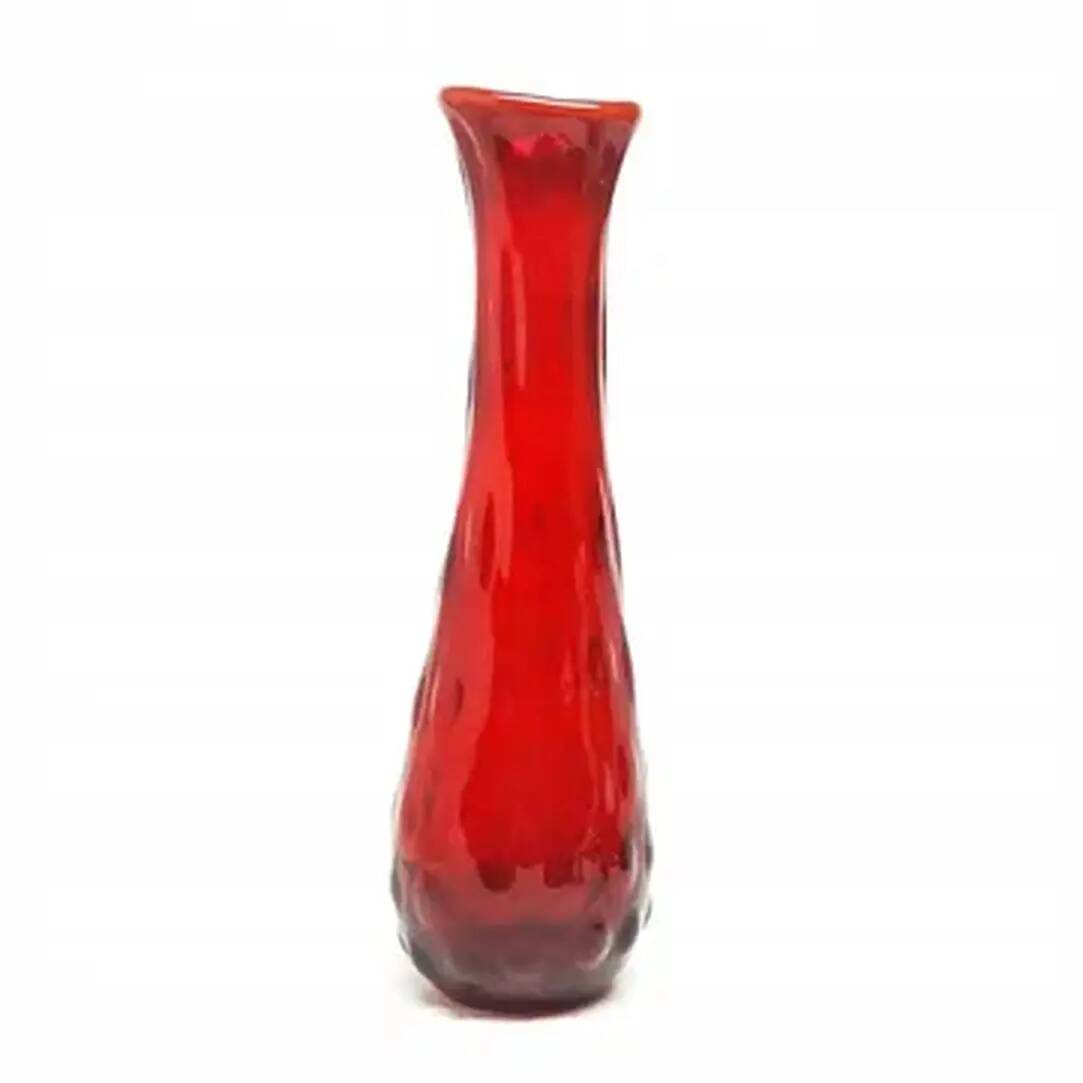 Bean vase, mid-century modern, red glass, Ząbkowice, Poland, 1970s