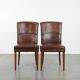 Comfortable set of 2 sheep leather dining chairs with character