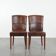 Comfortable set of 2 sheep leather dining chairs with character