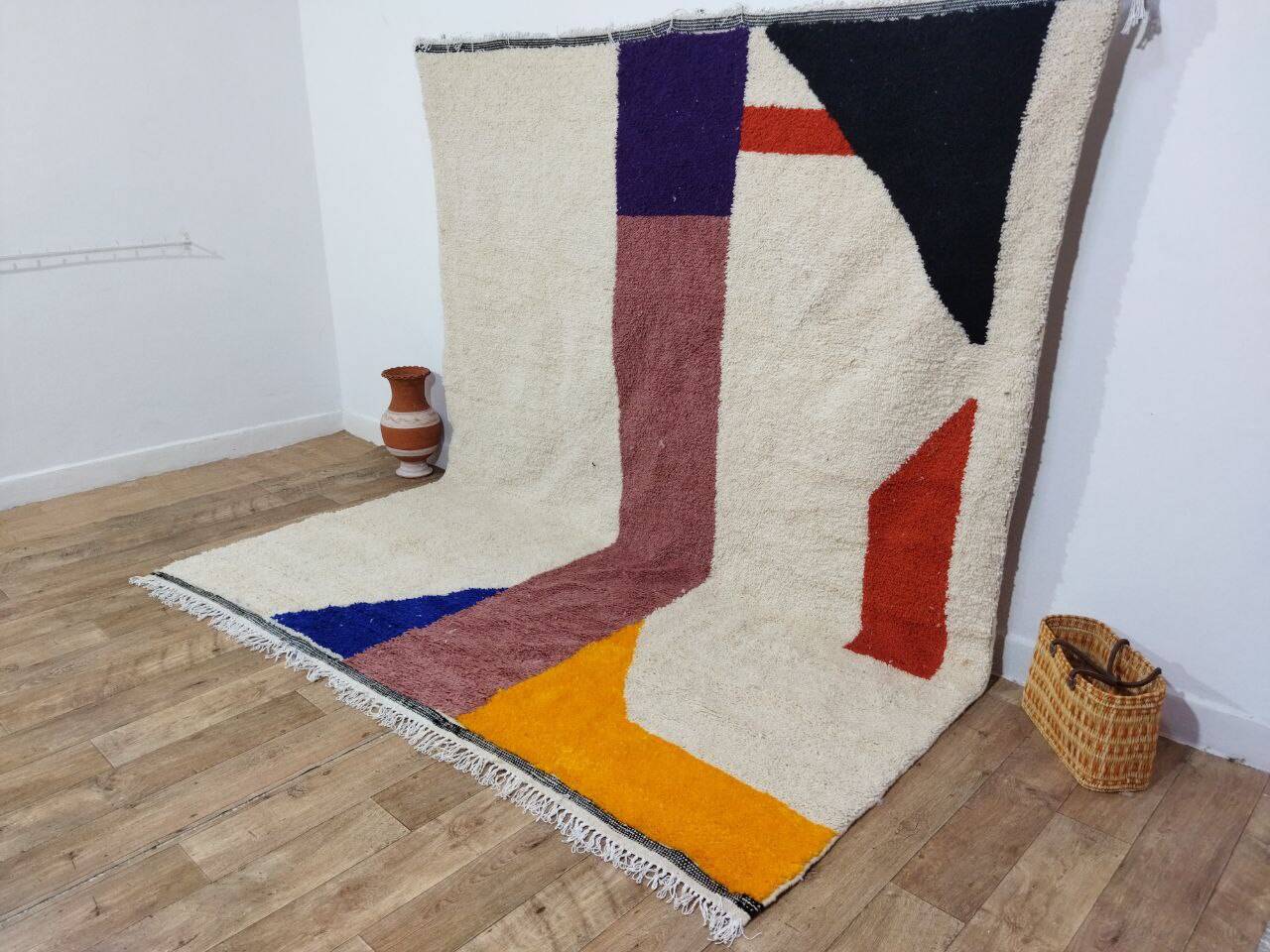 Handmade wool Berber rug 304 x 257 cm