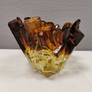 Glass bowl designed by Pertti Santalahti for Humppila Glas Finland 1960-170s.