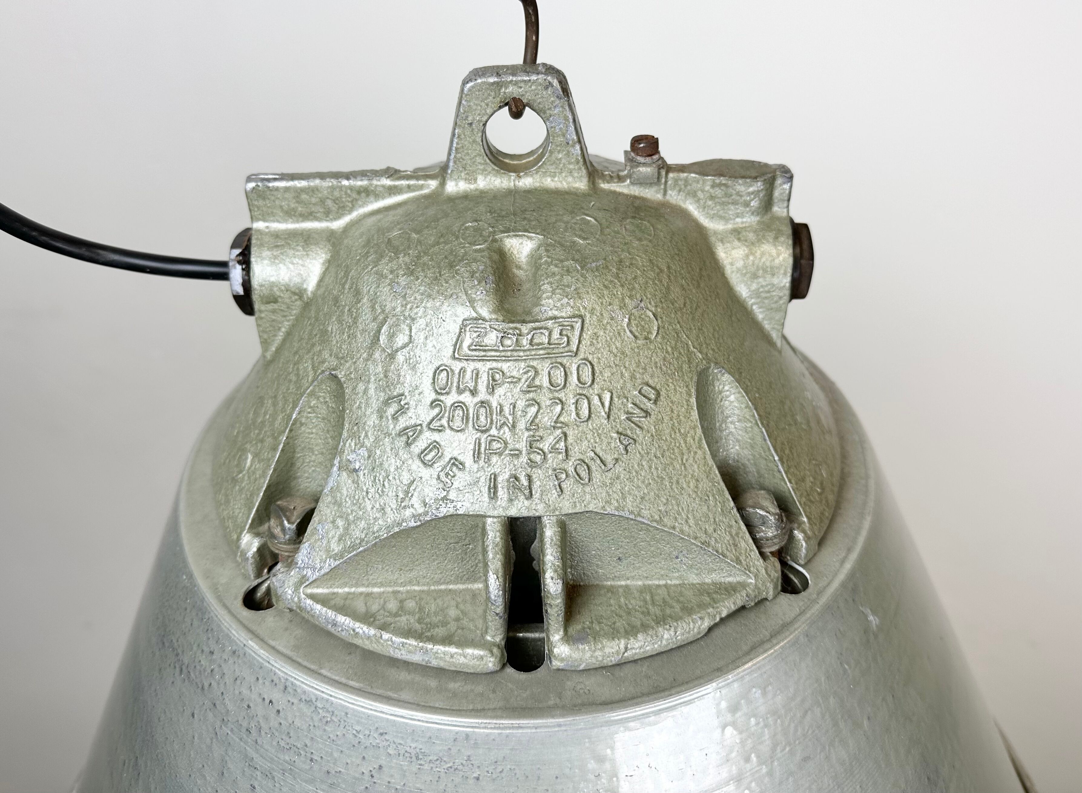 Grey Industrial Explosion Proof Lamp with Aluminium Shade from Zaos, 1970s