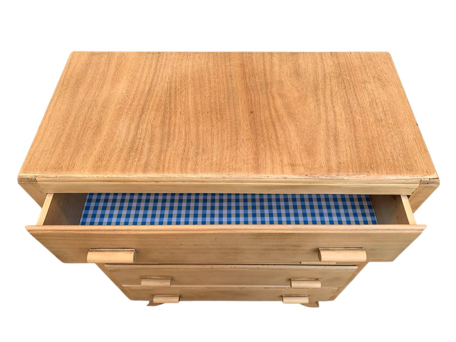 Raw wood art deco chest of drawers