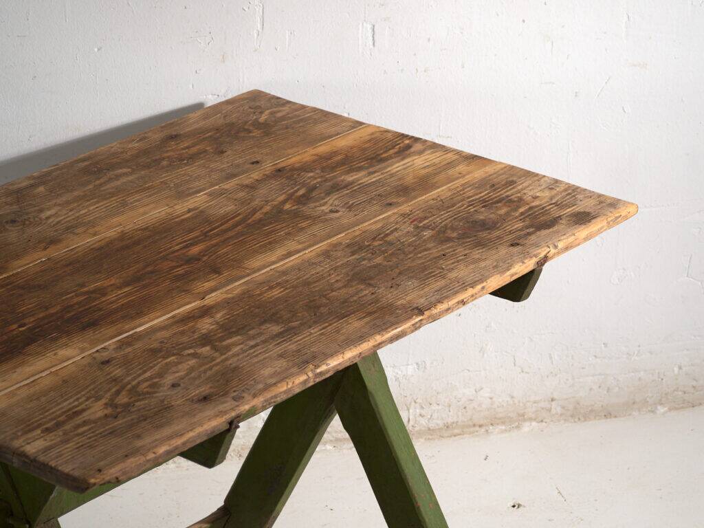 Antique trestle table made of pine wood – Central Europe, circa 1900