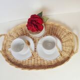 Duo of braided wicker trays