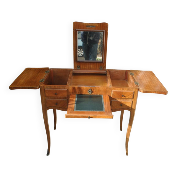 Coiffeuse rustique Louis XV en merisier, formant bureau — Beyit