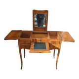 Rustic Louis XV hairdresser in cherry wood, functioning as a desk.