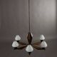 Vintage aluminum and teak chandelier, Italy, 1960s