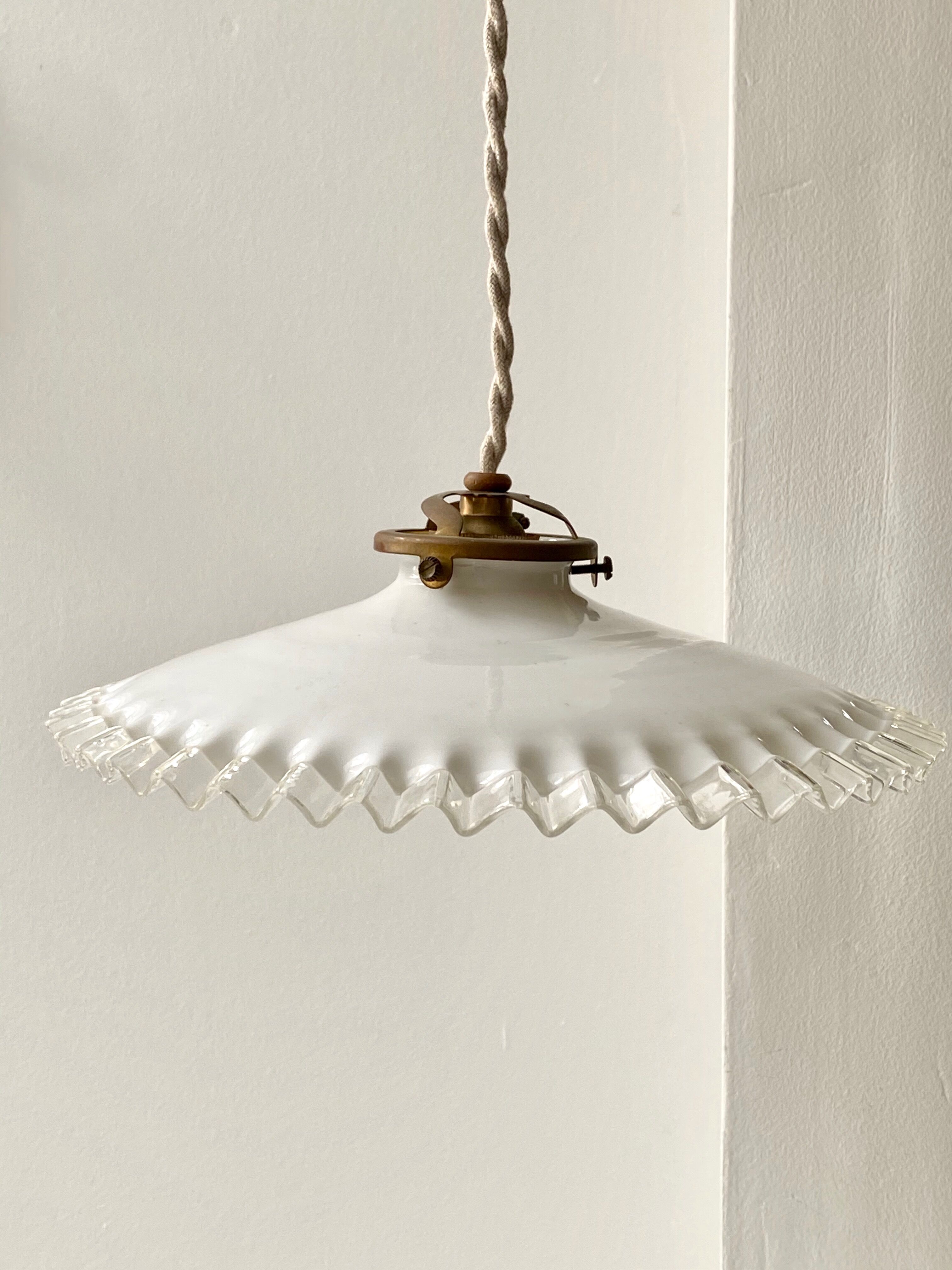 Opaline pendant lamp