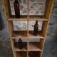 Vintage pine shelf with compartments, room divider, 1950s.