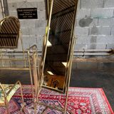 Dressing table and matching psyche in gold metal and glass 70