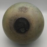 Contemporary vase ball shape raku shades of green and yellow