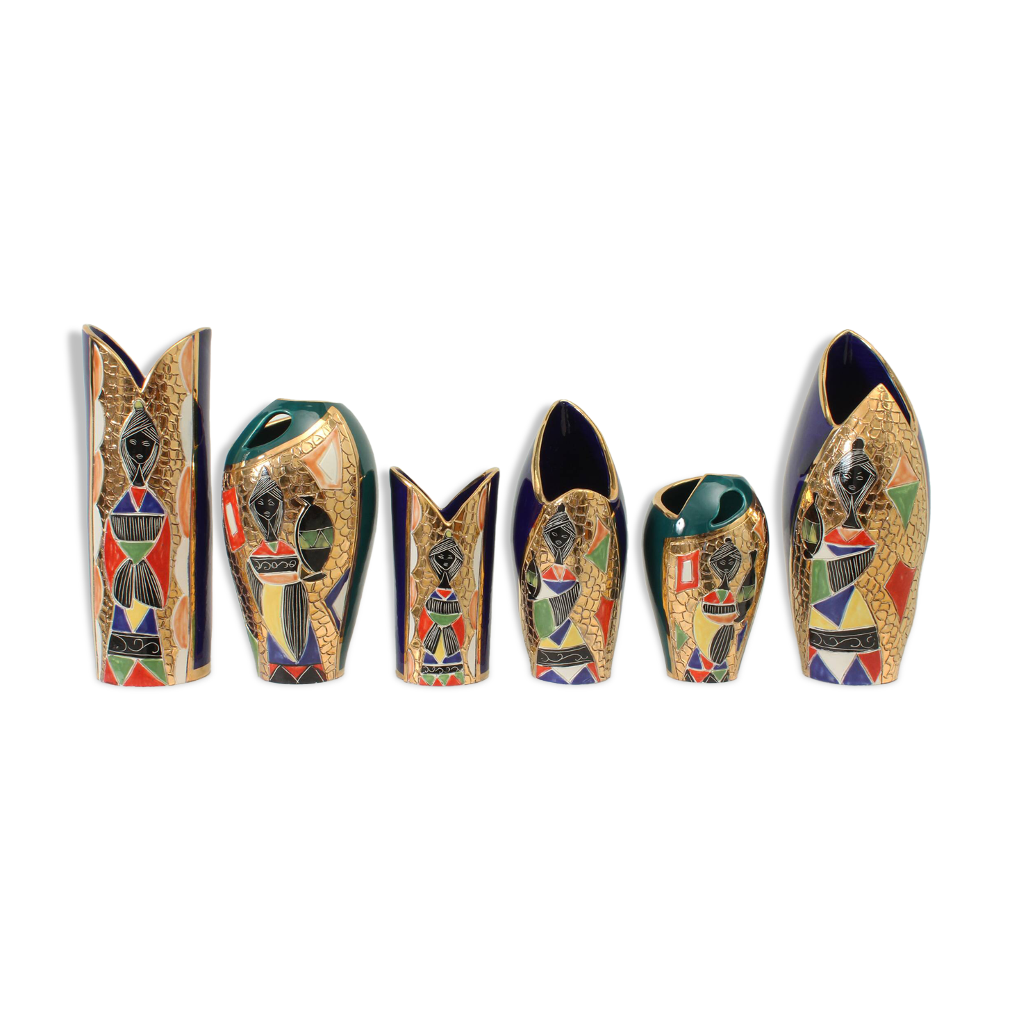 Set of six vases from Sesto di Fiamma, Italy, 1950s.