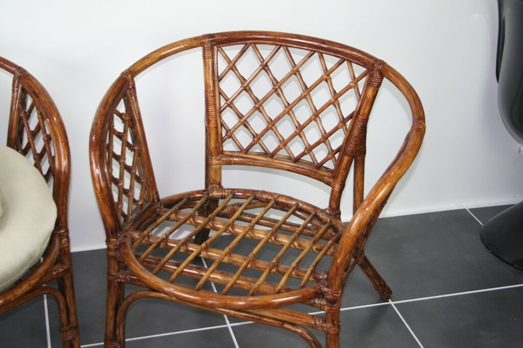 Vintage rattan armchair with cushions 1970