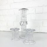 Glass candlesticks, Göran Wärff for Kosta Boda, Sweden, 1970s, set of 3