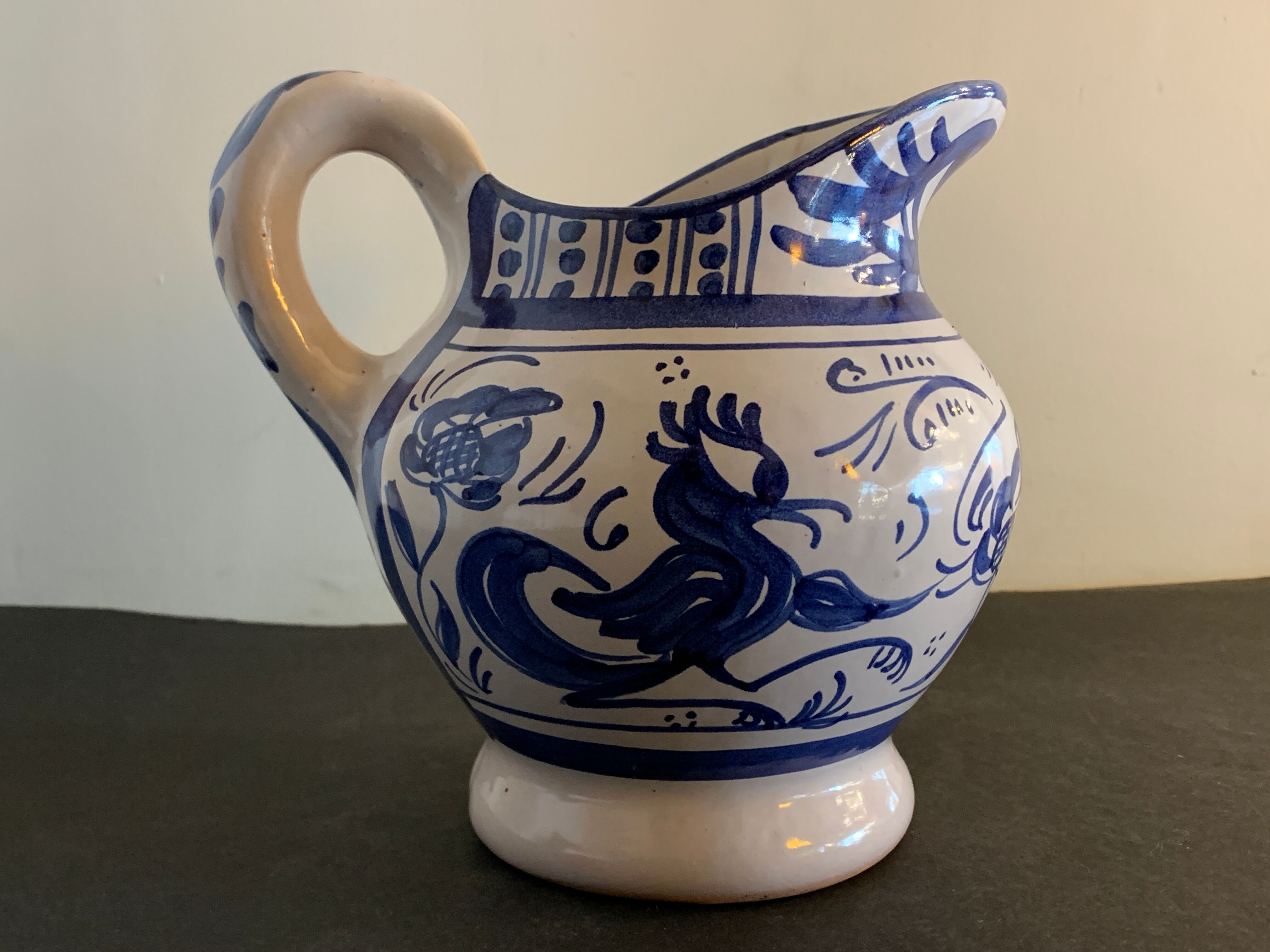 Domingo Punter blue ceramic pitcher, Teruel, 1960