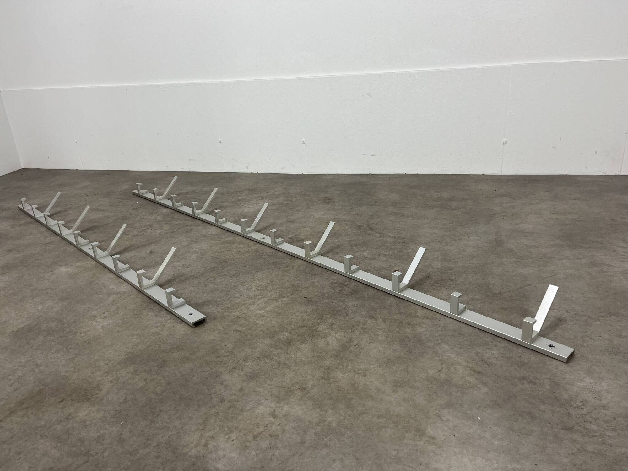 70s design aluminum wall coat rack, 21 hooks