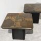Pair of vintage Kneipp side tables with sculptural tops in mixed materials, 1970s