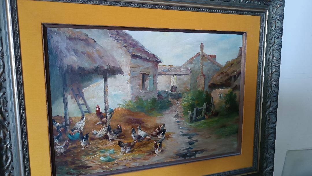 Oil painting on canvas Edmond Van Coppenolle (1846-1914) Landscape