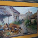 Oil painting on canvas Edmond Van Coppenolle (1846-1914) Landscape