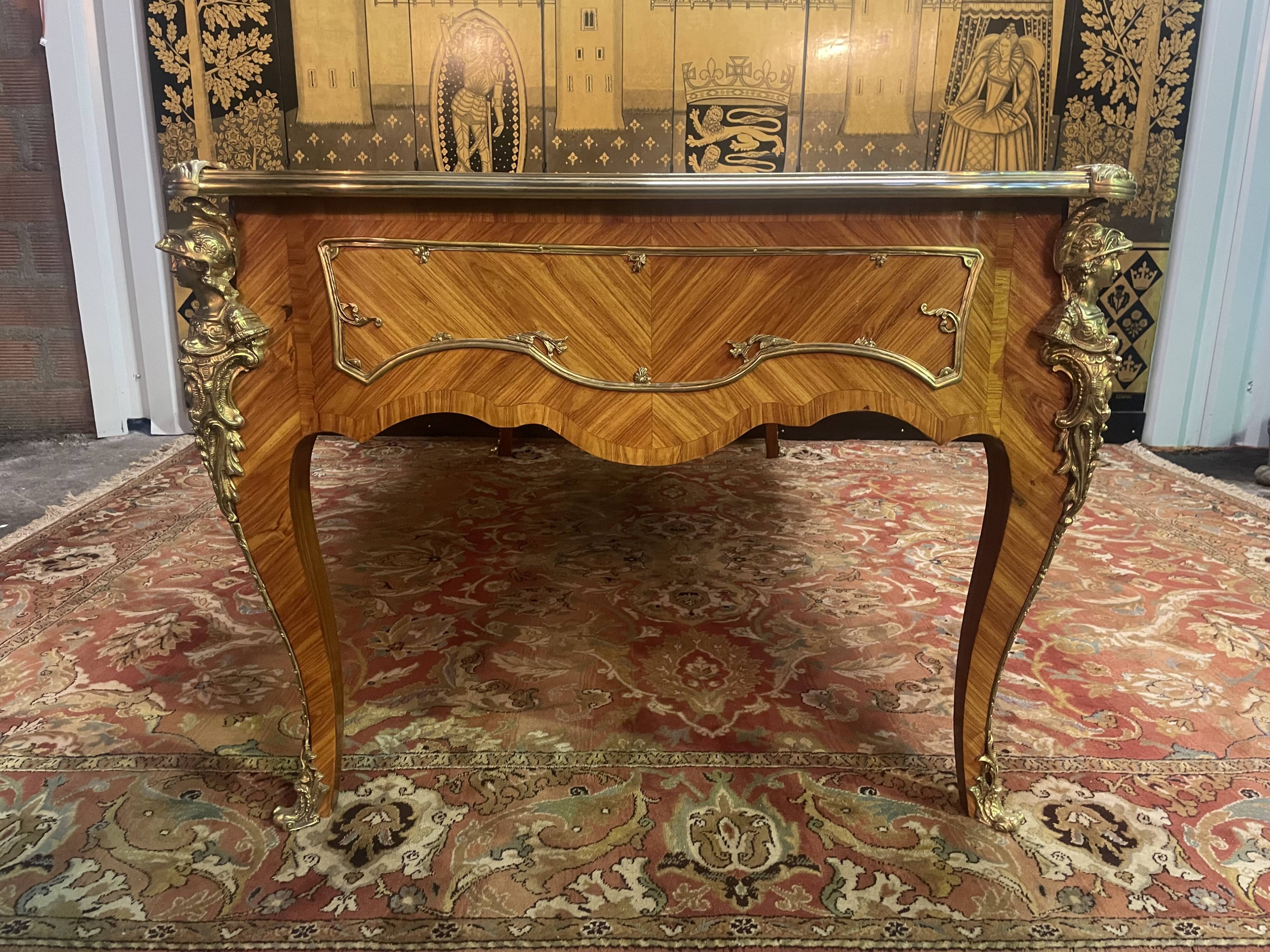 Louis XV style flat desk in marquetry