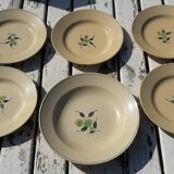 Set of 5 plates and 1 deep dish in Boch earthenware