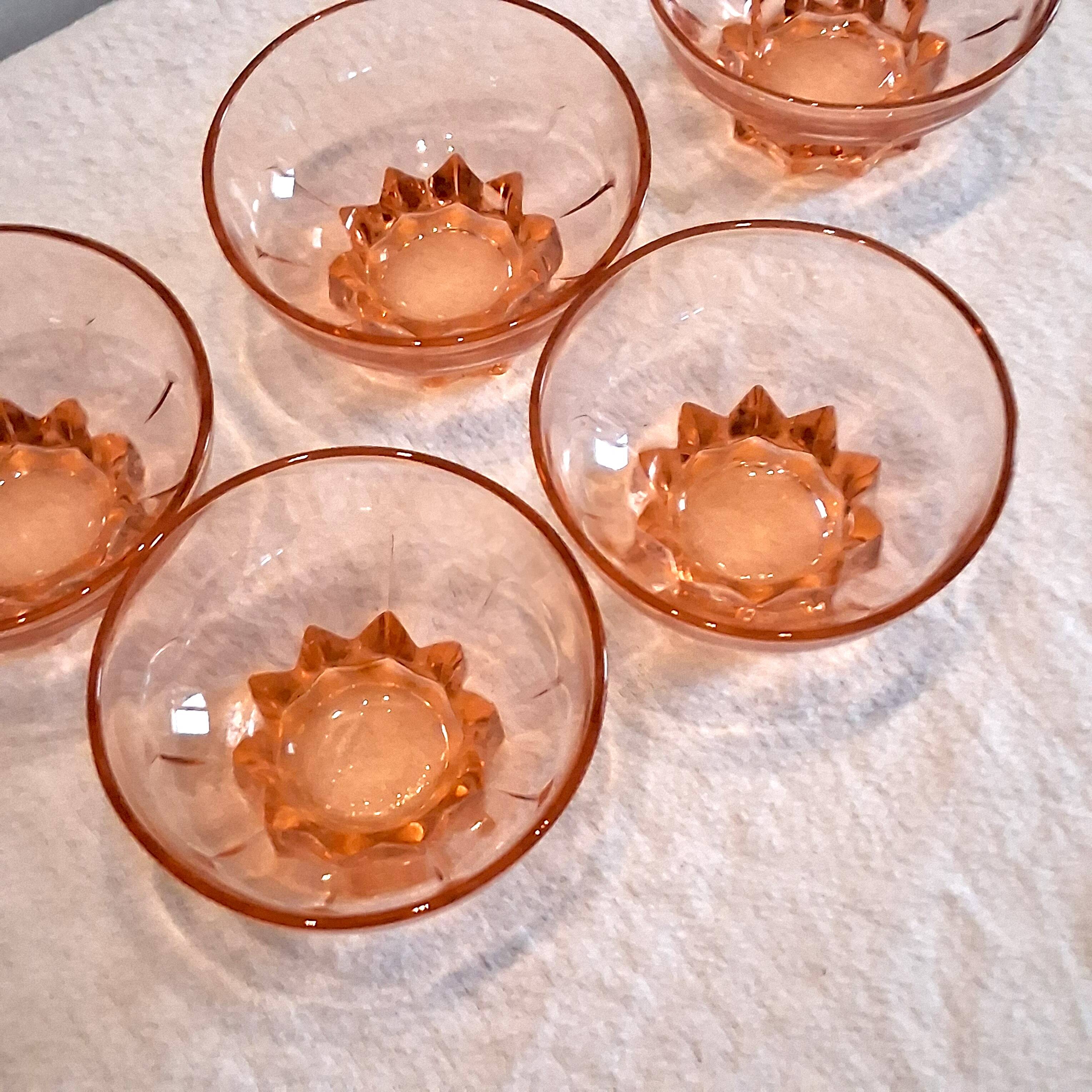 5 vintage thick glass ice cream or champagne coupes